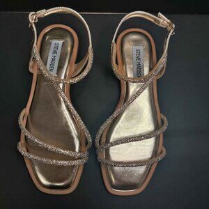 Steve Madden Kelley Gold Multi Sandals Rhinestone New in Box 7.5M Womens Juniors